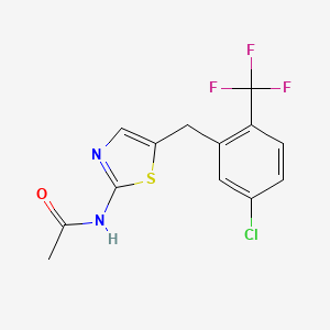 molecular formula C13H10ClF3N2OS B5196333 N-{5-[5-chloro-2-(trifluoromethyl)benzyl]-1,3-thiazol-2-yl}acetamide 