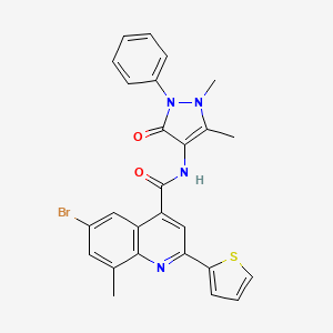 molecular formula C26H21BrN4O2S B5196399 6-bromo-N-(1,5-dimethyl-3-oxo-2-phenyl-2,3-dihydro-1H-pyrazol-4-yl)-8-methyl-2-(2-thienyl)-4-quinolinecarboxamide 