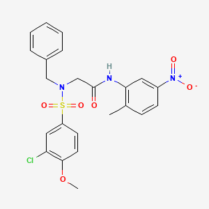 molecular formula C23H22ClN3O6S B5196439 N~2~-benzyl-N~2~-[(3-chloro-4-methoxyphenyl)sulfonyl]-N~1~-(2-methyl-5-nitrophenyl)glycinamide 