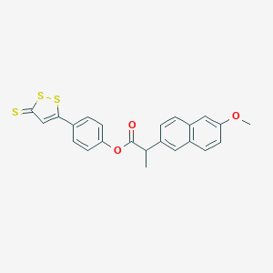 molecular formula C23H18O3S3 B519644 4-(5-thioxo-5H-1,2-dithiol-3-yl)phenyl 2-(2-methoxynaphthalen-6-yl)propanoate 