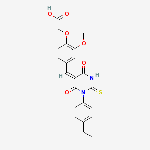 molecular formula C22H20N2O6S B5196534 (4-{[1-(4-ethylphenyl)-4,6-dioxo-2-thioxotetrahydro-5(2H)-pyrimidinylidene]methyl}-2-methoxyphenoxy)acetic acid 
