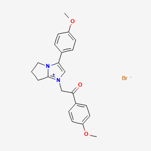 3-(4-methoxyphenyl)-1-[2-(4-methoxyphenyl)-2-oxoethyl]-1,5,6,7-tetrahydropyrrolo[1,2-a]imidazol-4-ium bromide