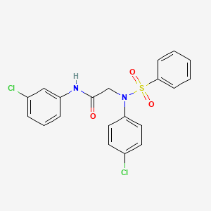 molecular formula C20H16Cl2N2O3S B5196560 N~1~-(3-chlorophenyl)-N~2~-(4-chlorophenyl)-N~2~-(phenylsulfonyl)glycinamide 