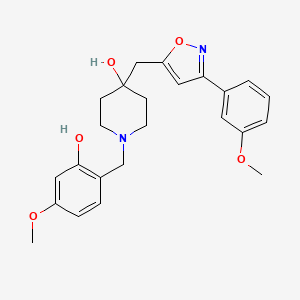 molecular formula C24H28N2O5 B5196589 1-(2-hydroxy-4-methoxybenzyl)-4-{[3-(3-methoxyphenyl)-5-isoxazolyl]methyl}-4-piperidinol 