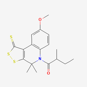 molecular formula C18H21NO2S3 B5196608 8-methoxy-4,4-dimethyl-5-(2-methylbutanoyl)-4,5-dihydro-1H-[1,2]dithiolo[3,4-c]quinoline-1-thione 