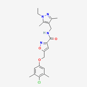 molecular formula C21H25ClN4O3 B5196723 5-[(4-chloro-3,5-dimethylphenoxy)methyl]-N-[(1-ethyl-3,5-dimethyl-1H-pyrazol-4-yl)methyl]-3-isoxazolecarboxamide 