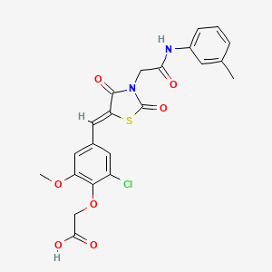 molecular formula C22H19ClN2O7S B5196736 {2-chloro-6-methoxy-4-[(3-{2-[(3-methylphenyl)amino]-2-oxoethyl}-2,4-dioxo-1,3-thiazolidin-5-ylidene)methyl]phenoxy}acetic acid 