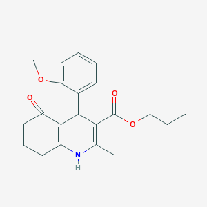 molecular formula C21H25NO4 B5196764 propyl 4-(2-methoxyphenyl)-2-methyl-5-oxo-1,4,5,6,7,8-hexahydro-3-quinolinecarboxylate 