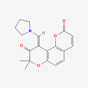 molecular formula C19H19NO4 B5196787 8,8-dimethyl-10-(1-pyrrolidinylmethylene)-2H,8H-pyrano[2,3-f]chromene-2,9(10H)-dione 