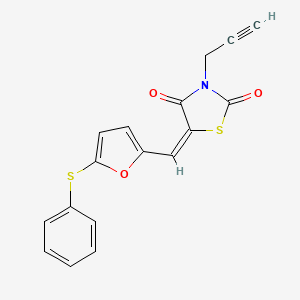 molecular formula C17H11NO3S2 B5196798 5-{[5-(phenylthio)-2-furyl]methylene}-3-(2-propyn-1-yl)-1,3-thiazolidine-2,4-dione 