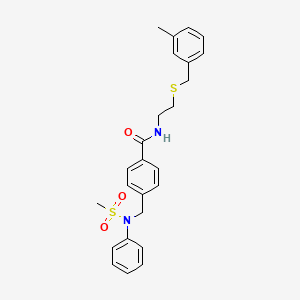 molecular formula C25H28N2O3S2 B5196800 N-{2-[(3-methylbenzyl)thio]ethyl}-4-{[(methylsulfonyl)(phenyl)amino]methyl}benzamide 