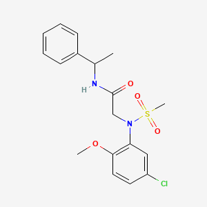 molecular formula C18H21ClN2O4S B5196806 N~2~-(5-chloro-2-methoxyphenyl)-N~2~-(methylsulfonyl)-N~1~-(1-phenylethyl)glycinamide 