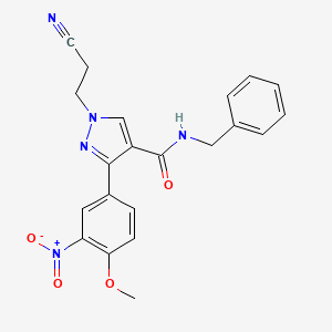 N-benzyl-1-(2-cyanoethyl)-3-(4-methoxy-3-nitrophenyl)-1H-pyrazole-4-carboxamide