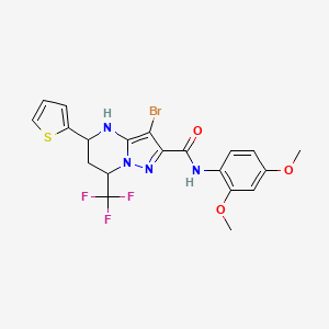 molecular formula C20H18BrF3N4O3S B5196904 3-bromo-N-(2,4-dimethoxyphenyl)-5-(2-thienyl)-7-(trifluoromethyl)-4,5,6,7-tetrahydropyrazolo[1,5-a]pyrimidine-2-carboxamide 