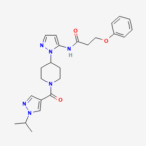molecular formula C24H30N6O3 B5196954 N-(1-{1-[(1-isopropyl-1H-pyrazol-4-yl)carbonyl]-4-piperidinyl}-1H-pyrazol-5-yl)-3-phenoxypropanamide 