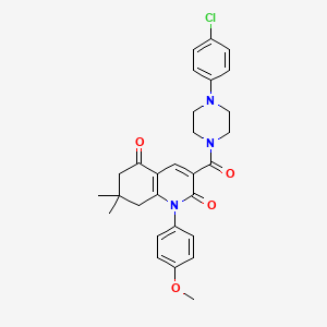 molecular formula C29H30ClN3O4 B5197015 3-{[4-(4-chlorophenyl)-1-piperazinyl]carbonyl}-1-(4-methoxyphenyl)-7,7-dimethyl-7,8-dihydro-2,5(1H,6H)-quinolinedione 