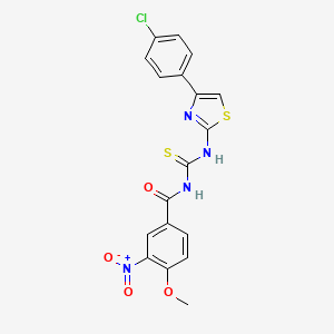 molecular formula C18H13ClN4O4S2 B5197036 N-({[4-(4-chlorophenyl)-1,3-thiazol-2-yl]amino}carbonothioyl)-4-methoxy-3-nitrobenzamide 