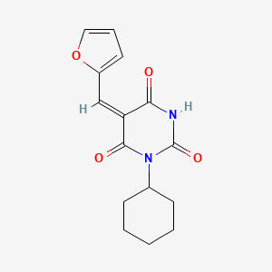 molecular formula C15H16N2O4 B5197079 1-cyclohexyl-5-(2-furylmethylene)-2,4,6(1H,3H,5H)-pyrimidinetrione 
