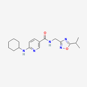 molecular formula C18H25N5O2 B5197209 6-(cyclohexylamino)-N-[(5-isopropyl-1,2,4-oxadiazol-3-yl)methyl]nicotinamide 