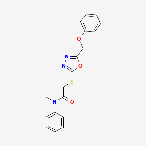 molecular formula C19H19N3O3S B5197341 N-ethyl-2-{[5-(phenoxymethyl)-1,3,4-oxadiazol-2-yl]thio}-N-phenylacetamide 