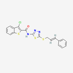 3-chloro-N-{5-[(3-phenyl-2-propen-1-yl)thio]-1,3,4-thiadiazol-2-yl}-1-benzothiophene-2-carboxamide
