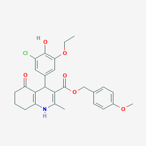 molecular formula C27H28ClNO6 B5197427 4-methoxybenzyl 4-(3-chloro-5-ethoxy-4-hydroxyphenyl)-2-methyl-5-oxo-1,4,5,6,7,8-hexahydro-3-quinolinecarboxylate 