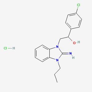 molecular formula C18H21Cl2N3O B5197464 1-(4-chlorophenyl)-2-(2-imino-3-propyl-2,3-dihydro-1H-benzimidazol-1-yl)ethanol hydrochloride 