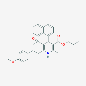 molecular formula C31H31NO4 B5197507 propyl 7-(4-methoxyphenyl)-2-methyl-4-(1-naphthyl)-5-oxo-1,4,5,6,7,8-hexahydro-3-quinolinecarboxylate 