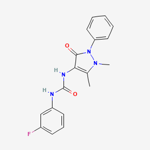 molecular formula C18H17FN4O2 B5197523 N-(1,5-dimethyl-3-oxo-2-phenyl-2,3-dihydro-1H-pyrazol-4-yl)-N'-(3-fluorophenyl)urea 