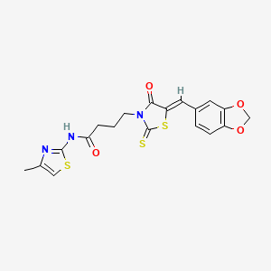 4-[5-(1,3-benzodioxol-5-ylmethylene)-4-oxo-2-thioxo-1,3-thiazolidin-3-yl]-N-(4-methyl-1,3-thiazol-2-yl)butanamide