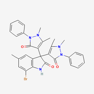 molecular formula C31H28BrN5O3 B5197568 7-bromo-3,3-bis(1,5-dimethyl-3-oxo-2-phenyl-2,3-dihydro-1H-pyrazol-4-yl)-5-methyl-1,3-dihydro-2H-indol-2-one 