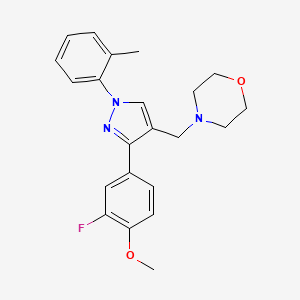 molecular formula C22H24FN3O2 B5197593 4-{[3-(3-fluoro-4-methoxyphenyl)-1-(2-methylphenyl)-1H-pyrazol-4-yl]methyl}morpholine 