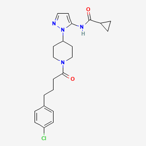 molecular formula C22H27ClN4O2 B5197723 N-(1-{1-[4-(4-chlorophenyl)butanoyl]-4-piperidinyl}-1H-pyrazol-5-yl)cyclopropanecarboxamide 