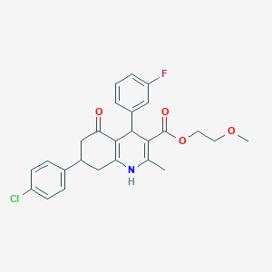 2-methoxyethyl 7-(4-chlorophenyl)-4-(3-fluorophenyl)-2-methyl-5-oxo-1,4,5,6,7,8-hexahydro-3-quinolinecarboxylate
