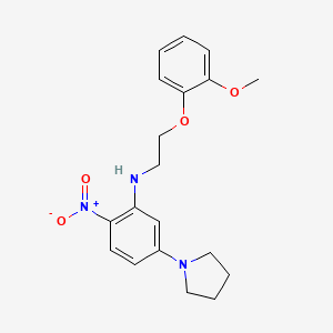 molecular formula C19H23N3O4 B5197776 N-[2-(2-methoxyphenoxy)ethyl]-2-nitro-5-(1-pyrrolidinyl)aniline 
