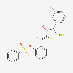 molecular formula C22H14ClNO4S3 B5197782 2-{[3-(3-chlorophenyl)-4-oxo-2-thioxo-1,3-thiazolidin-5-ylidene]methyl}phenyl benzenesulfonate 