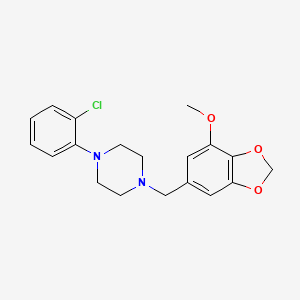 molecular formula C19H21ClN2O3 B5197822 1-(2-chlorophenyl)-4-[(7-methoxy-1,3-benzodioxol-5-yl)methyl]piperazine 