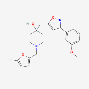 molecular formula C22H26N2O4 B5197835 4-{[3-(3-methoxyphenyl)-5-isoxazolyl]methyl}-1-[(5-methyl-2-furyl)methyl]-4-piperidinol 