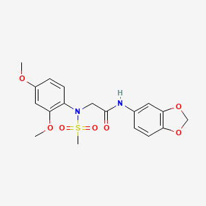 molecular formula C18H20N2O7S B5197886 N~1~-1,3-benzodioxol-5-yl-N~2~-(2,4-dimethoxyphenyl)-N~2~-(methylsulfonyl)glycinamide 
