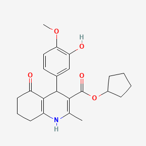molecular formula C23H27NO5 B5197895 cyclopentyl 4-(3-hydroxy-4-methoxyphenyl)-2-methyl-5-oxo-1,4,5,6,7,8-hexahydro-3-quinolinecarboxylate 