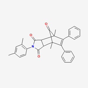 molecular formula C31H27NO3 B5197908 4-(2,4-dimethylphenyl)-1,7-dimethyl-8,9-diphenyl-4-azatricyclo[5.2.1.0~2,6~]dec-8-ene-3,5,10-trione 
