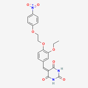 molecular formula C21H19N3O8 B5198029 5-{3-ethoxy-4-[2-(4-nitrophenoxy)ethoxy]benzylidene}-2,4,6(1H,3H,5H)-pyrimidinetrione 