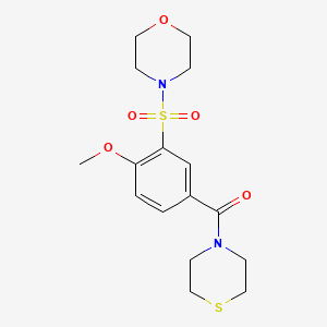 molecular formula C16H22N2O5S2 B5198036 4-{[2-methoxy-5-(4-thiomorpholinylcarbonyl)phenyl]sulfonyl}morpholine 