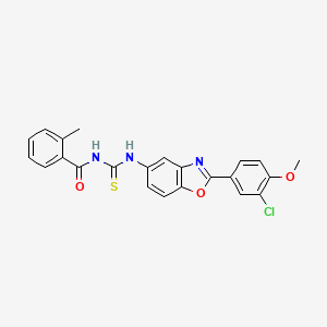 molecular formula C23H18ClN3O3S B5198082 N-({[2-(3-chloro-4-methoxyphenyl)-1,3-benzoxazol-5-yl]amino}carbonothioyl)-2-methylbenzamide 