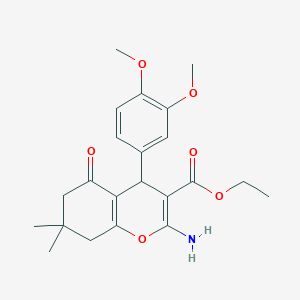 molecular formula C22H27NO6 B5198093 ethyl 2-amino-4-(3,4-dimethoxyphenyl)-7,7-dimethyl-5-oxo-5,6,7,8-tetrahydro-4H-chromene-3-carboxylate 