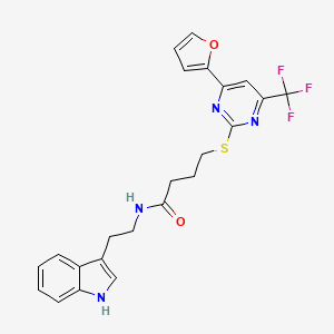 molecular formula C23H21F3N4O2S B5198115 4-{[4-(2-furyl)-6-(trifluoromethyl)-2-pyrimidinyl]thio}-N-[2-(1H-indol-3-yl)ethyl]butanamide 