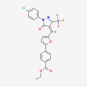 ethyl 4-(5-{[1-(4-chlorophenyl)-5-oxo-3-(trifluoromethyl)-1,5-dihydro-4H-pyrazol-4-ylidene]methyl}-2-furyl)benzoate