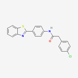 molecular formula C21H15ClN2OS B5198174 N-[4-(1,3-benzothiazol-2-yl)phenyl]-2-(4-chlorophenyl)acetamide 