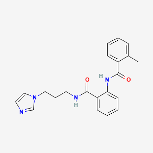 molecular formula C21H22N4O2 B5198225 N-[2-({[3-(1H-imidazol-1-yl)propyl]amino}carbonyl)phenyl]-2-methylbenzamide 