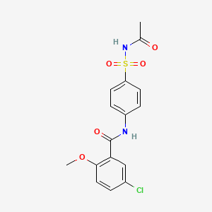 molecular formula C16H15ClN2O5S B5198244 N-{4-[(acetylamino)sulfonyl]phenyl}-5-chloro-2-methoxybenzamide 